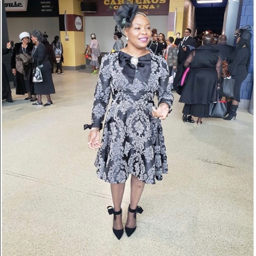 Custom Made Damask Print Midi - image 1